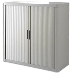 Easyoffice armoire démontable corps en ps teinté et rideau gris - dim l110x h104x p41,5 cm_0