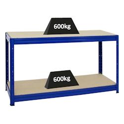 Établi Dino PROREGAL - réglable en hauteur, HxLxP 90x160x60 cm, 600 kg par niveau - bleu - Table de travail d’atelier et bricolage_0