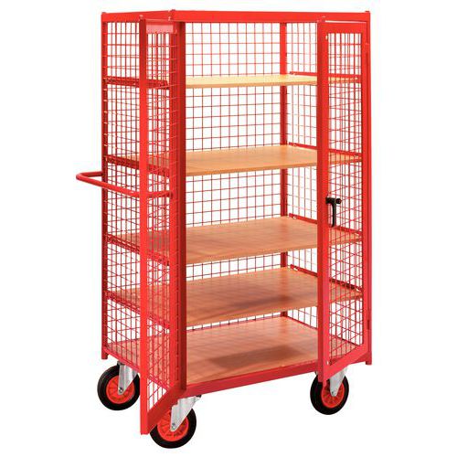 SERVANTE GRILLAGÉE 2 PORTES 500 KG - 1000X700 - ROUGE