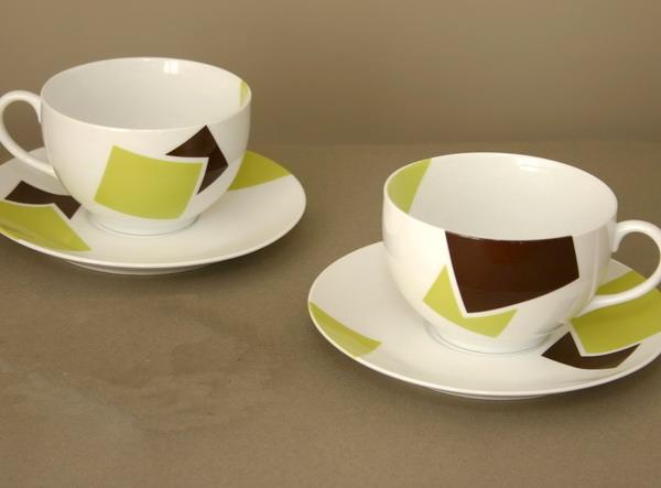 Tasse réveil matin - Ensemble petit-déjeuner pour deux personnes en porcelaine blanche_0