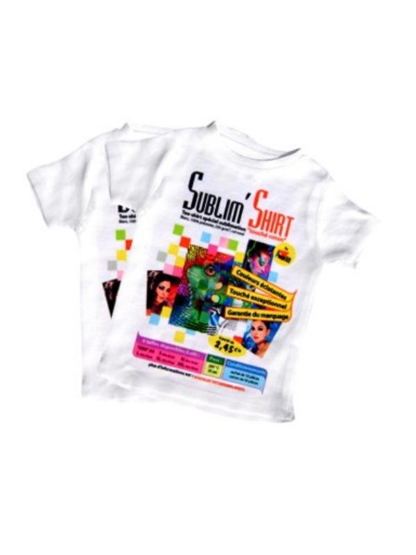 Tee-shirt publicitaire format A4 - Blanc - 100% polyester - 230 g/m² - Personnalisable_0