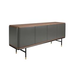 AC ANGEL CERDA Angel Cerdá Buffet en bois gris foncé, acier noir et plateau en noyer 3264C 180 x 45 x 79 - gris Bois manufacturé 8435631033073_0