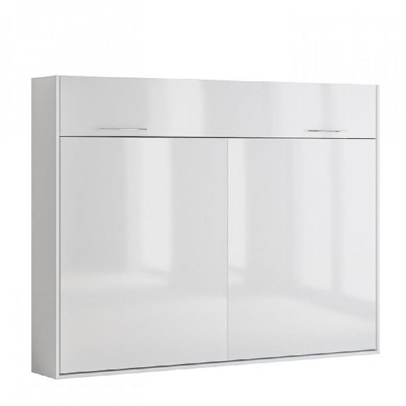 ARMOIRE LIT ESCAMOTABLE VERTIGO FAÇADE BLANC BRILLANT COUCHAGE 140*200 CM_0