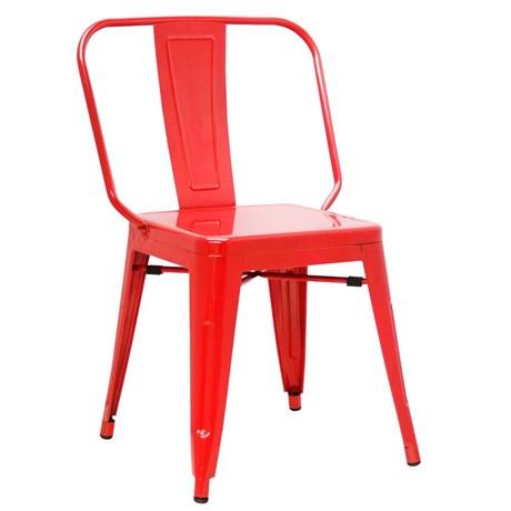 CHAISE BISTROT IRON EN ACIER ROUGE