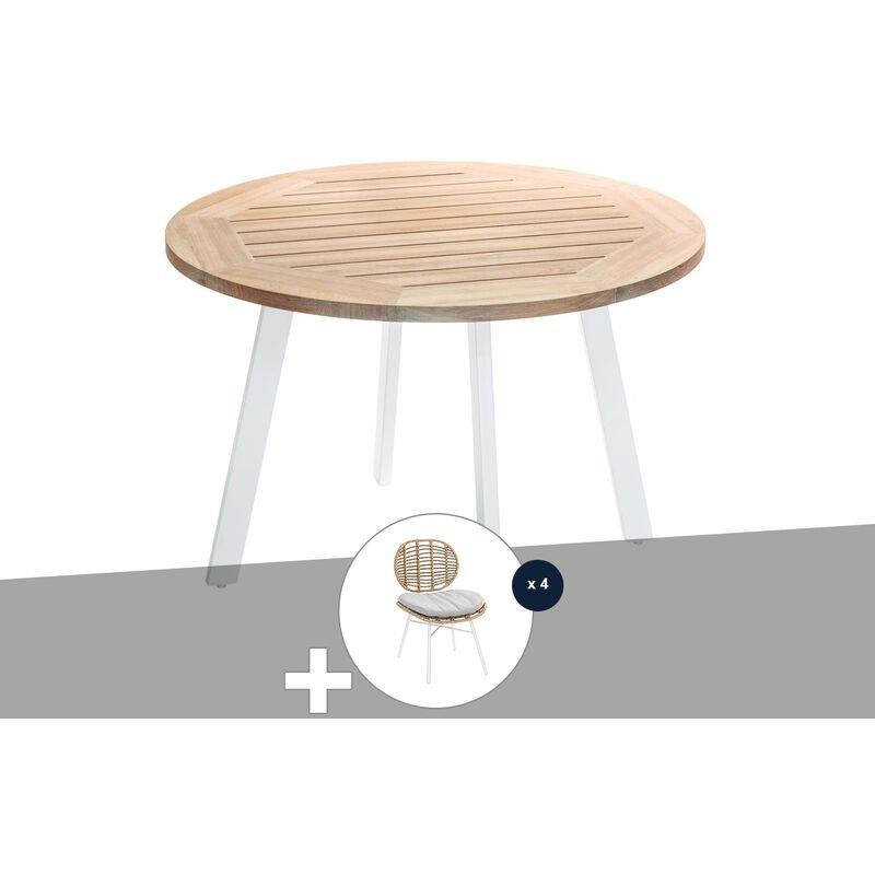 Salle à Manger Jardin En Métal Fer Forgé Table Ronde Et 4 Chaises Empilables Anthracite Guermantes De Mylia
