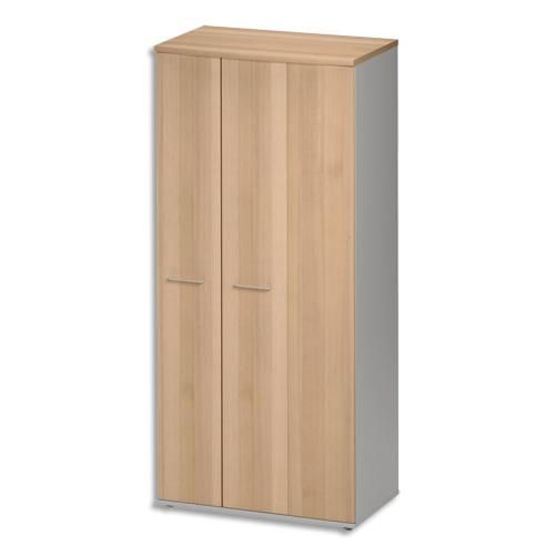 Gautier office armoire 3 portes, 1double coulissante jazz hêtre gris