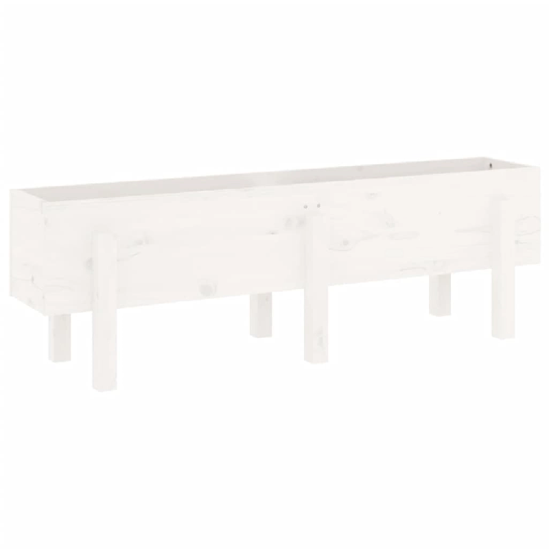 Helloshop26 - Jardinière bac lit surélevé plantes fleurs terrasse jardin de jardin 121 x 30 x 38 cm bois de pin massif blanc 02_0039352 - 300021858_0
