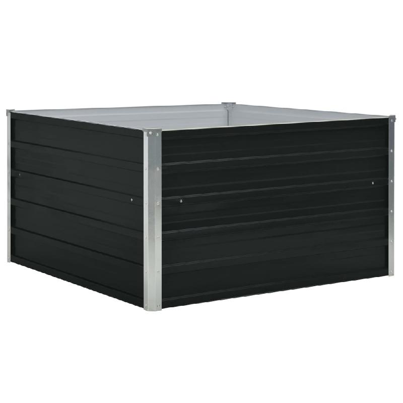 Jardinière 100 x 100 x 45 cm - Acier galvanisé anthracite - Design carré élégant et robuste_0