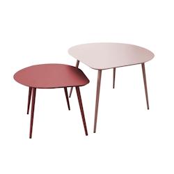 Oviala Business Lot de 2 tables basses de jardin en métal rose poudré et pourpre - rose acier 114740_0