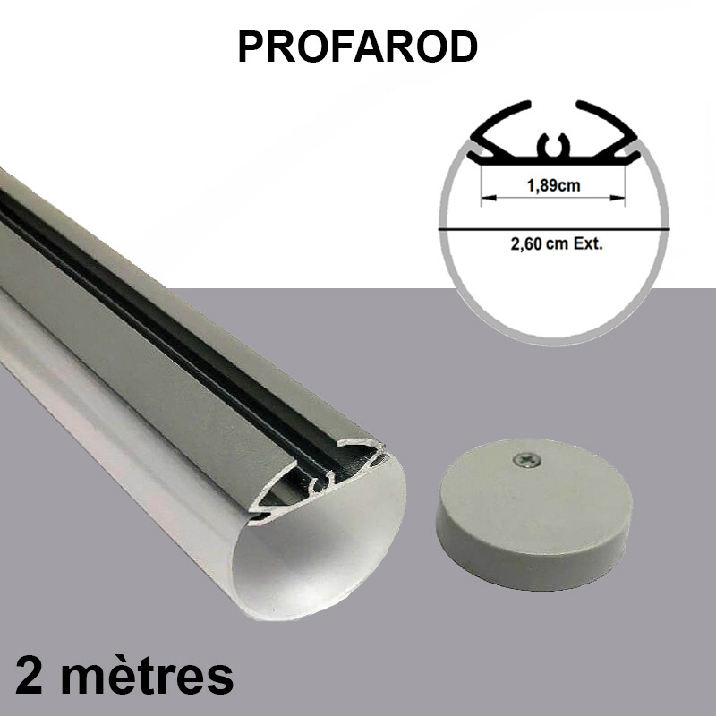 Profilé aluminium rond 2m avec diffuseur opale - Référence PROFALROD_0