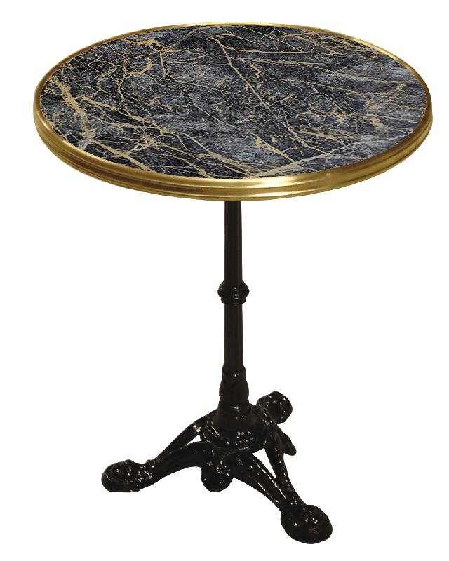 Table de bistrot ronde monceau - marbre noir cerclage doré_0