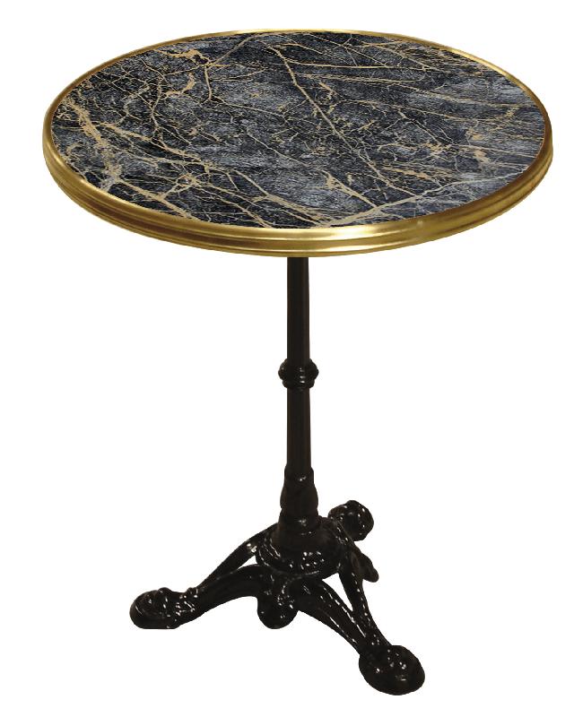 Table de bistrot ronde Monceau - marbre noir cerclage doré - résistante aux UV et à l'eau_0