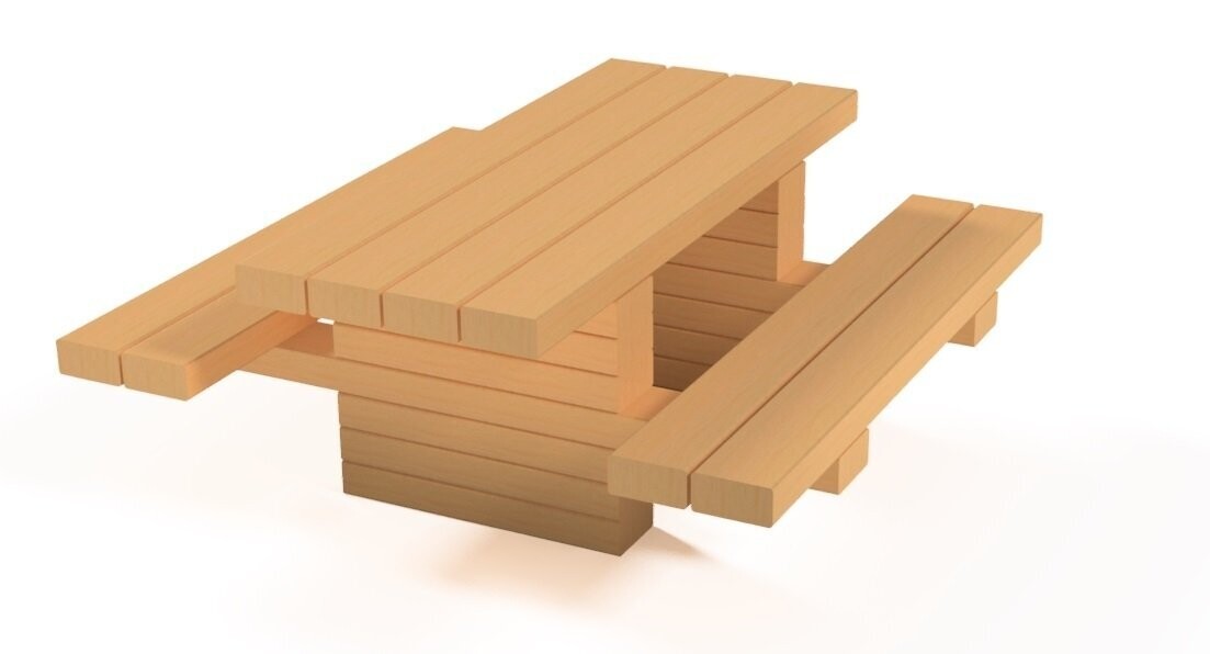 Table d'extérieur pour collectivités en traverses pin classe IV - Référence MUB9_0