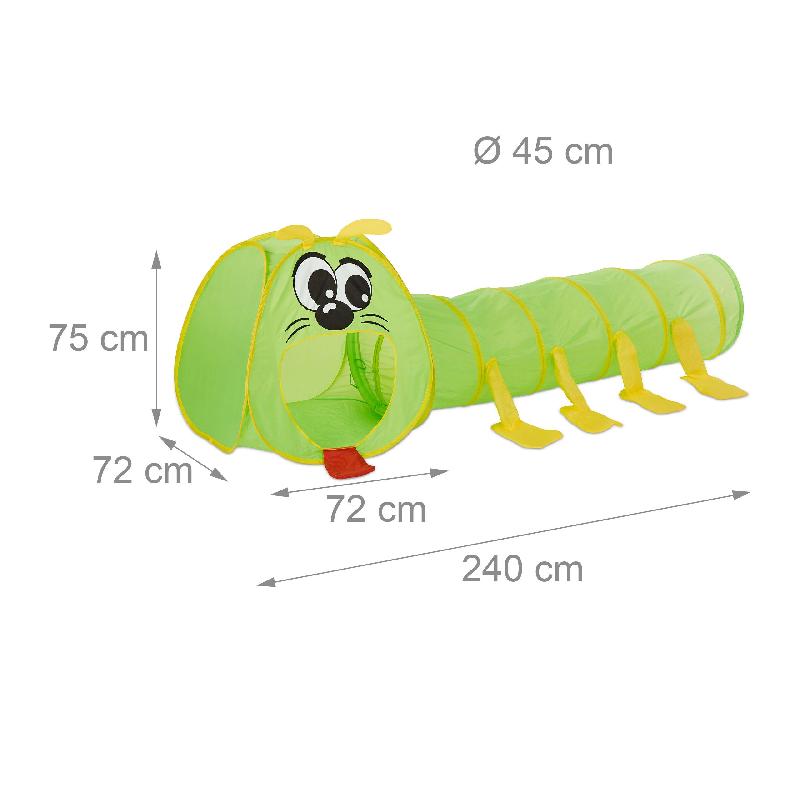 Tunnel chenille pour enfants - Jeu et jouet vert - Dès 3 ans - Dimensions 75x240x72 cm_0