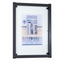 Vitrine média - simple face - cadre aluminium 40 mm - porte en verre sécurisé 4 mm - fond en tôle galvanisée blanc laqué_0