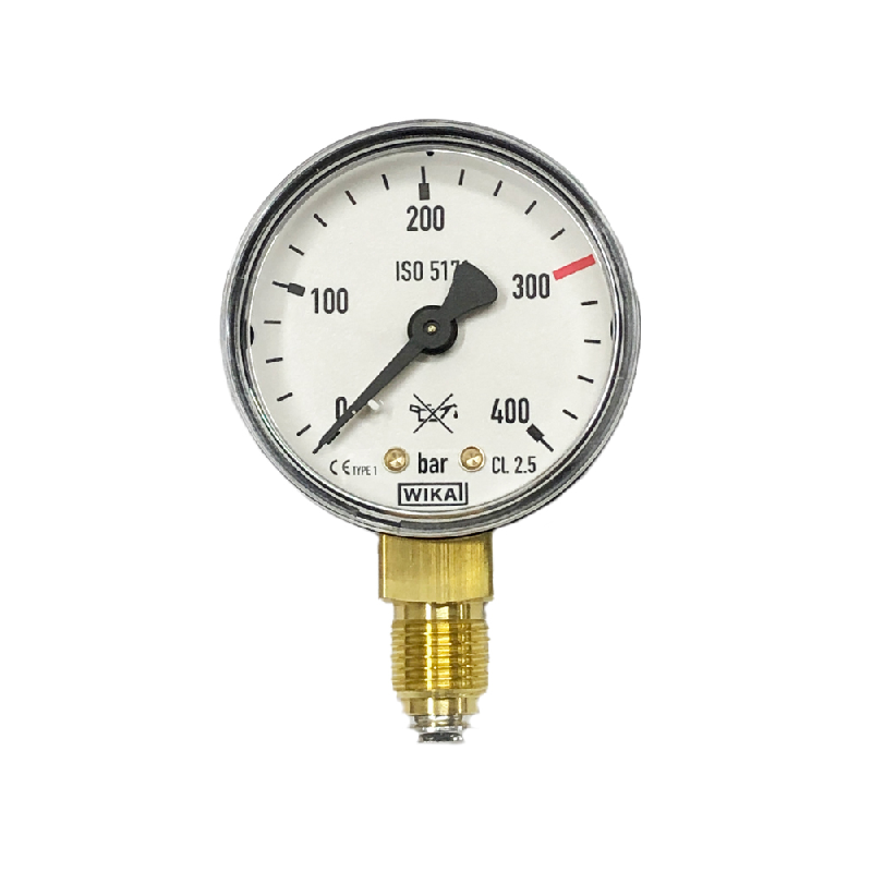 Manomètre 400 bars - diamètre 50mm - pour manodétendeur oxygène et gaz neutres - Référence RDS136185_0
