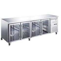 A.C.L - Table réfrigérée 4 portes vitrées- 553 L - GN 1/1 évaporateur traité - inox MM99171023_0