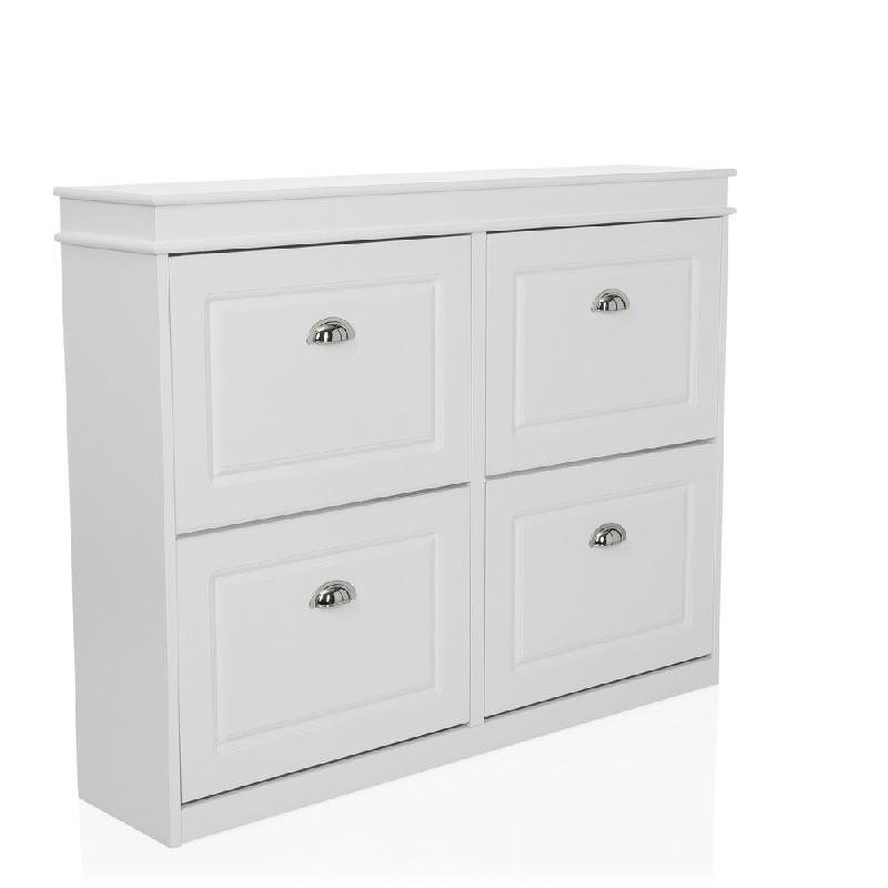 Armoire à chaussures / étagère à chaussures ESTHA 4 104x24x82 cm 4 portes à chaussures blanc hjh LIVING - blanc multi-matériau 927009_0