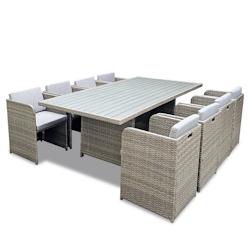 Avril Paris 8 Places - Ensemble encastrable salon table de jardin aluminium et acier, housse de protection- GrisCABOURG - aluminium 3664380004910_0