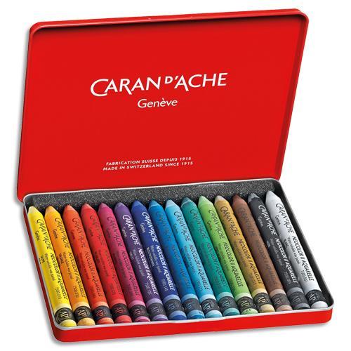 BOÎTE METAL DE 15 COULEURS ASSORTIES CARAN D'ACHE PASTEL A LA CIRE AQUARELLABLE CLASSIC NEOCOLOR II