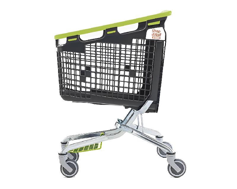 Chariot de Supermarché 160L - Acier zingué - Polypropylène gris foncé - 847x600xH1107 - Roulettes 120mm - 5 coloris - Normes TUV_0