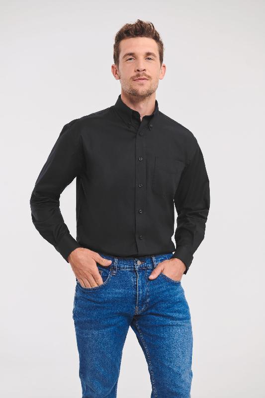 Chemise homme manches longues Oxford - Russell - Réf: RU932M - 70% coton, entretien facile, tailles S à 6XL_0