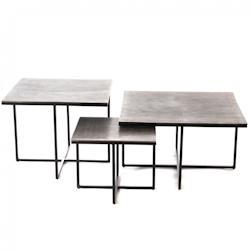 De 3 tables basses étain -  Lot Or Carré Métal Amadeus 70x70 cm - doré 3520071874111_0