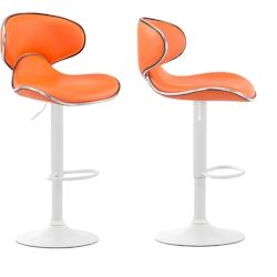 Décoshop26 - Lot de 2 tabourets de bar design contemporain pieds en métal blanc mat assise en synthétique orange 10_0000353 - blanc 3000832669601_0