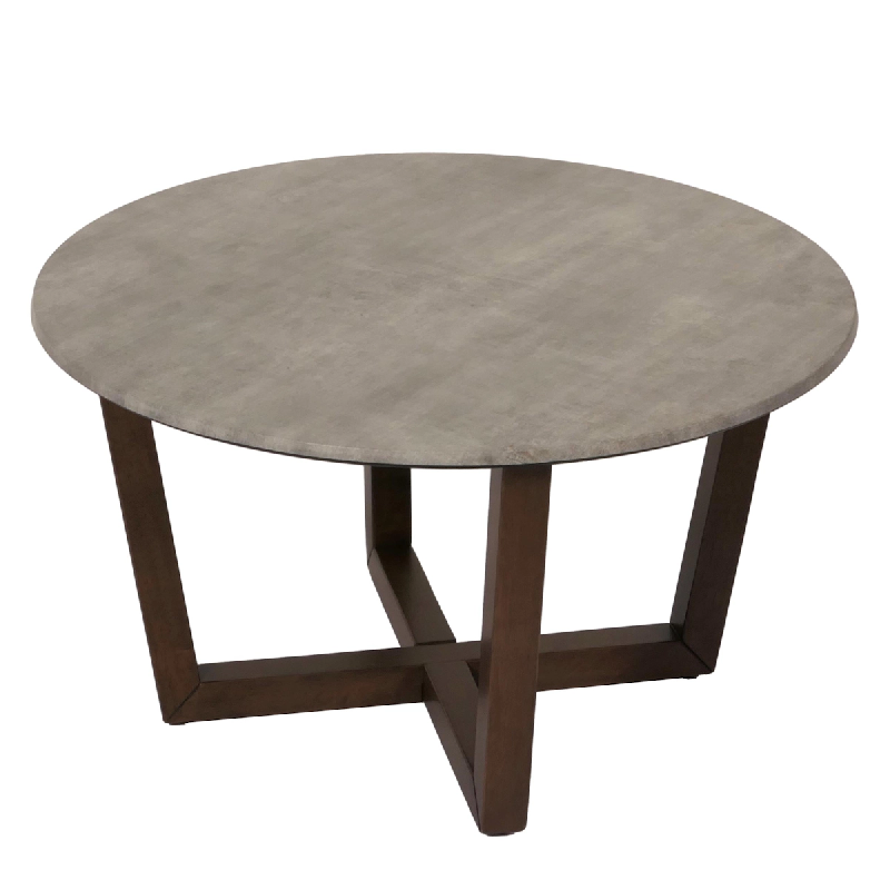 Décoshop26 - Table basse table d'appoint en bois et HDF diamètre 80 cm aspect béton cadre foncé 04_0008462 - 3000262576357_0
