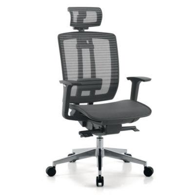 Fauteuil de bureau design Air One Dossier ht 72 cm avec têtière, maille filet - Noir_0