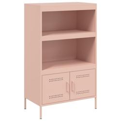 HELLOSHOP26 - Buffet haut en acier rose, style industriel, 68 x 39 x 113 cm - 2 étagères, 2 compartiments_0