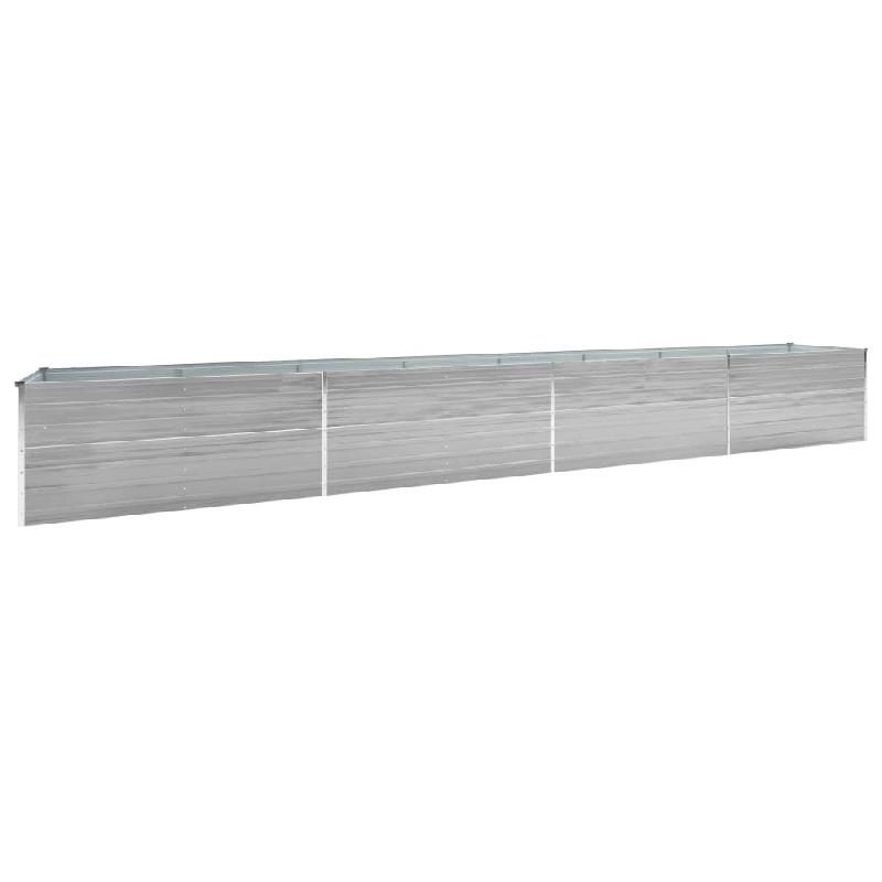 Jardinière lit surélevé en acier galvanisé - 600 x 80 x 45 cm - Gris - Plantes, fleurs et jardin - Réf : 02_0001131_0