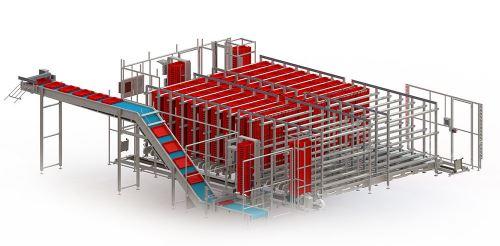 Ligne de stockage et déstockage automatique pour bacs - modulable et adaptable_0