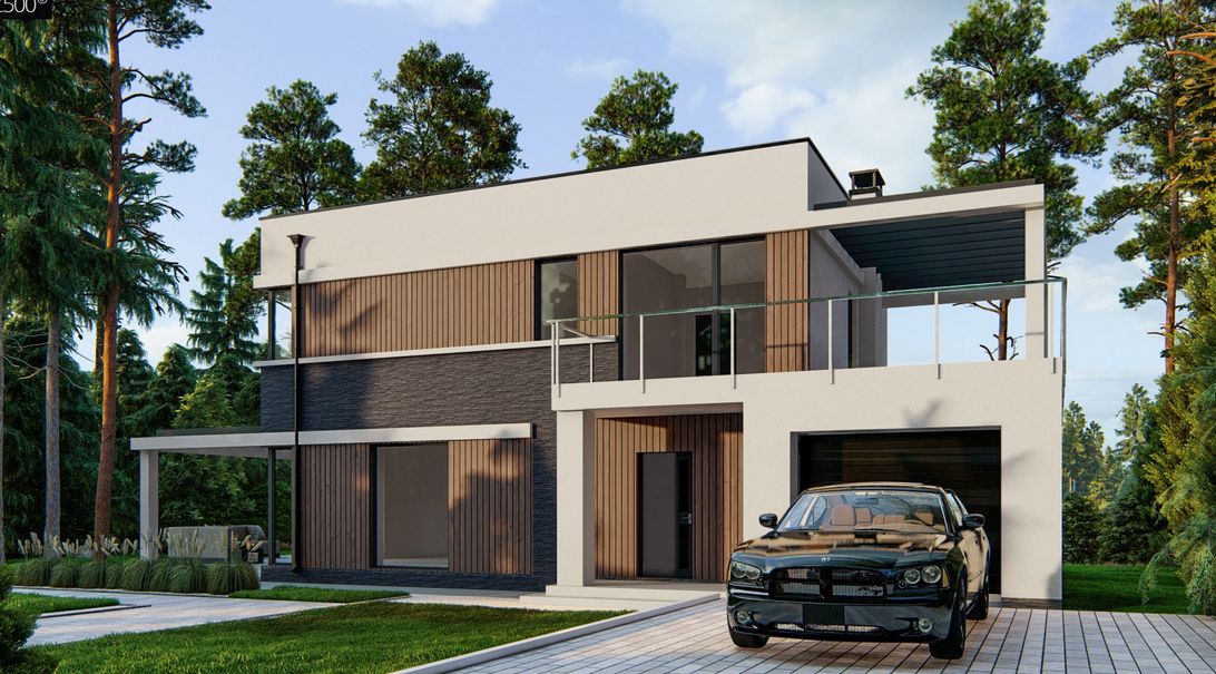 Maison moderne  préfabriquée à deux étages en acier 272  m2  - ISK272_0
