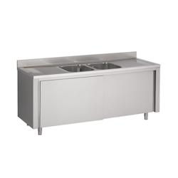 Plonge Inox 2 Bacs Portes Coulissantes   2000 x 700          Coulissante 2000x700x850mm COMBISTEEL - 7864847491901_0