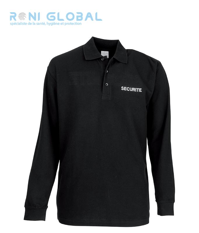 Polo de travail sécurité manches longues en coton - CITY GUARD - 100% coton piqué 220 g/m² avec broderie SECURITE_0