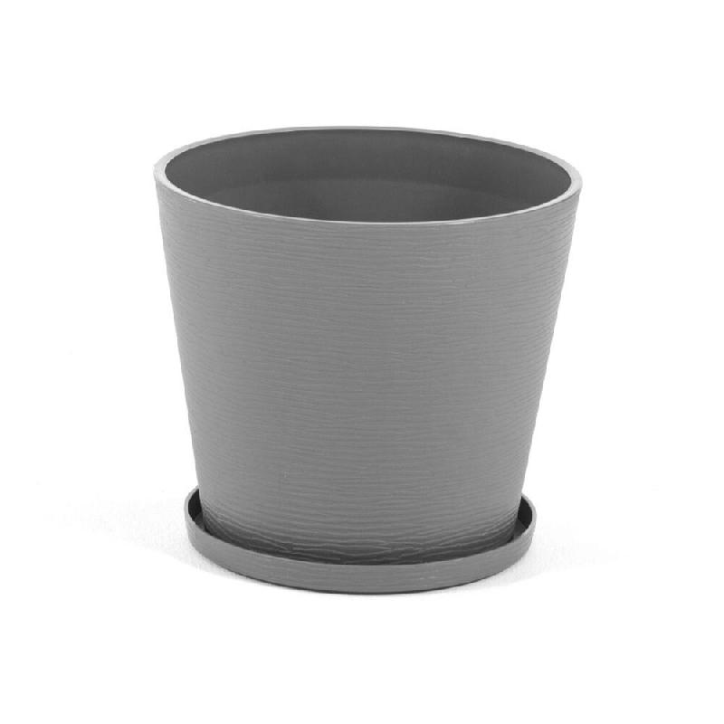 RATTATAN Pot rond Ø38cm en polypropylène avec fibre de verre, soucoupe assortie, léger, résistant, pour intérieur et extérieur LILIUM (1 pièce,_0