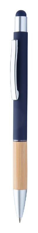 Stylo bille stylet en aluminium avec poignée en bambou - finition mate et encre bleue_0