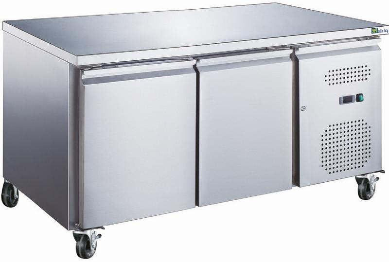 Table réfrigérée positive 2 portes - sur roulettes - plan de travail inox - 600x400 - AA28PP_0