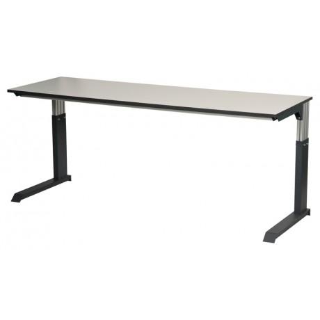 Table d'atelier assis-debout simple face - plateau mélaminé gris - hauteur réglable jusqu'à 1050mm - charge 200kg_0