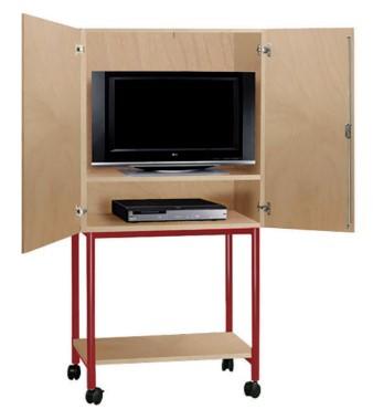 Armoire audiovisuelle - 2 portes avec serrure, tablette réglable et roulettes - Mobilier scolaire_0