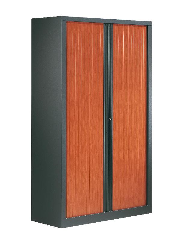 Armoire rideau haute merisier corps anthracite l.1200 mm_0