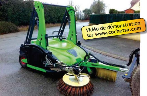 Balayeuse de désherbage de voirie double balai - city clean - cochet - largeur 1m10_0