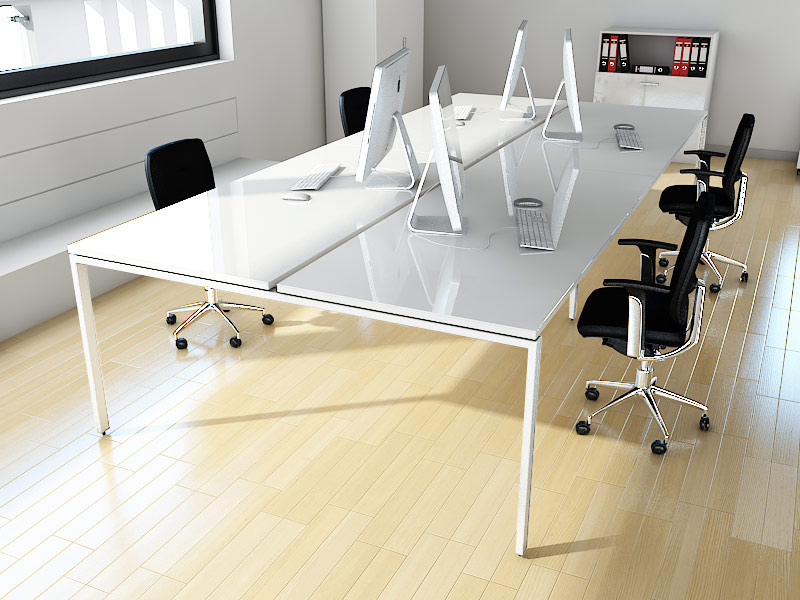 Bureau bench individuel pour 4 personnes en forme d'arche - Diamond_0