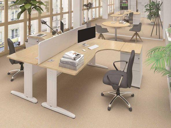 Bureau d'angle compact Corial - caisson 3 tiroirs - électrification incluse - Plateau 160x120 ou 180x120_0