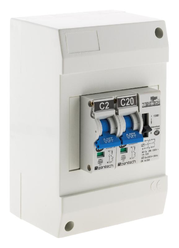 Coffret chauffe-eau pré-équipé - 1 disj. 2A + 1 disj. 20A + 1 contacteur Jour/Nuit - Zenitech - Certifié NF_0