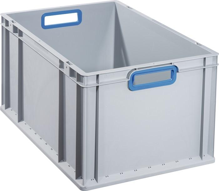 Conteneur de transport gerbables L600xl400xH320 mm gris PP poignée ouverte bleu parois latérales fermées ALLIT_0