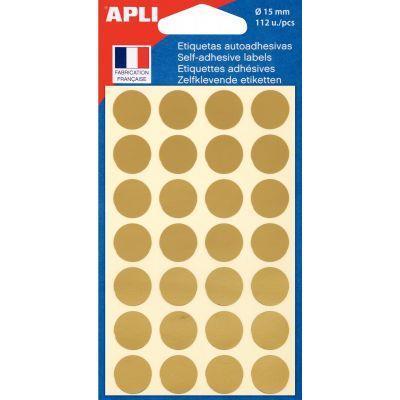 Pastilles adhésives AGIPA - diamètre 15 mm - or - étui de 112 pièces_0