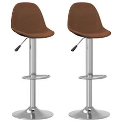 Décoshop26 - Lot de 2 tabourets de bar chaises hautes en tissu marron cadre en acier DEC029782 - marron 3000257553226_0