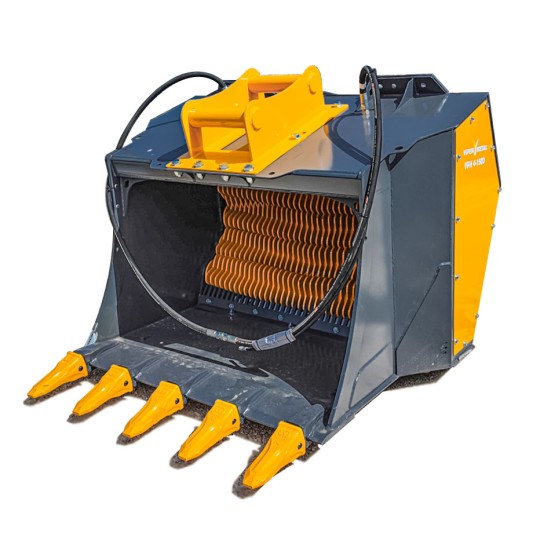 Godet cribleur/broyeur avec rotor et étoile multi applications - pour pelle, mini-pelle, mini-chargeuse et chargeuse compacte_0